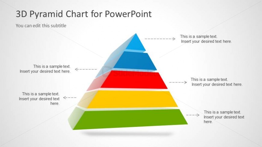 3d Segmented Pyramid Chart With 5 Steps Slidemodel 0893