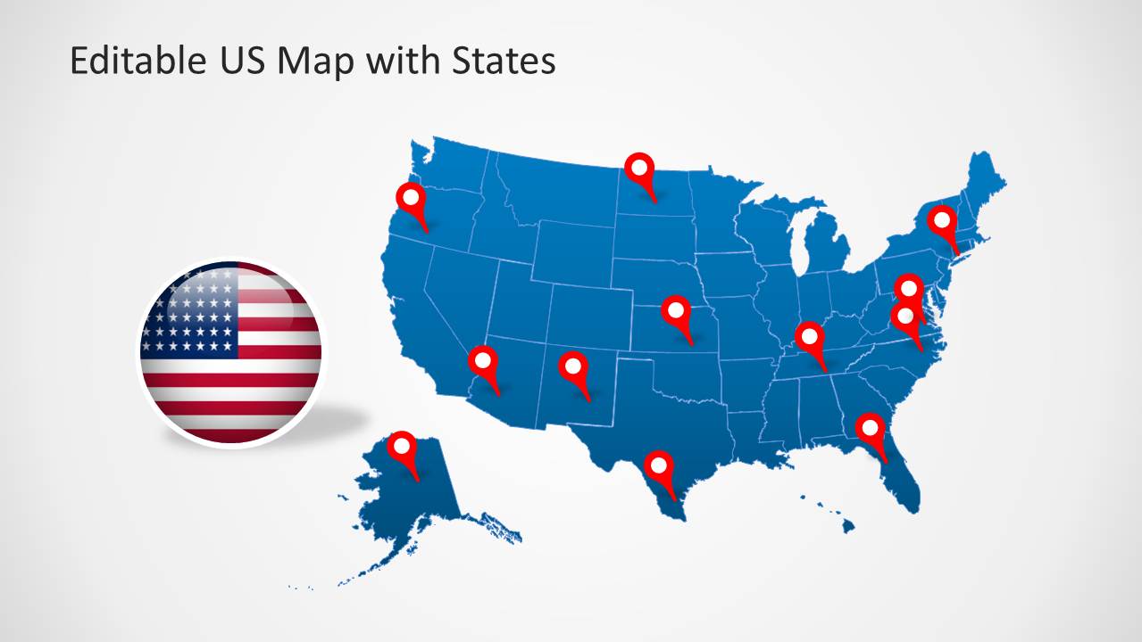 US Map Template for PowerPoint with Editable States - SlideModel