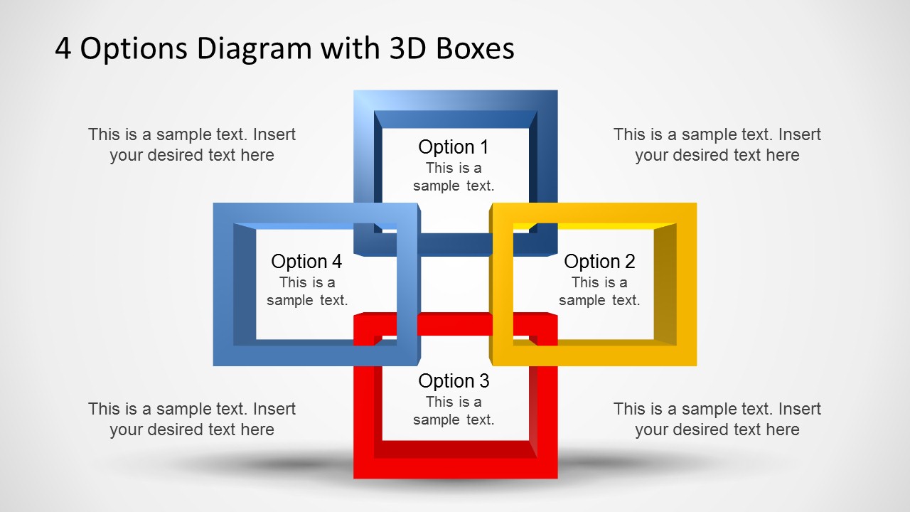 4 Options Diagram Template for PowerPoint with 3D Boxes SlideModel