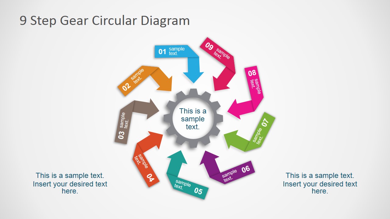 9 Steps Gear Circular Diagram Powerpoint Template