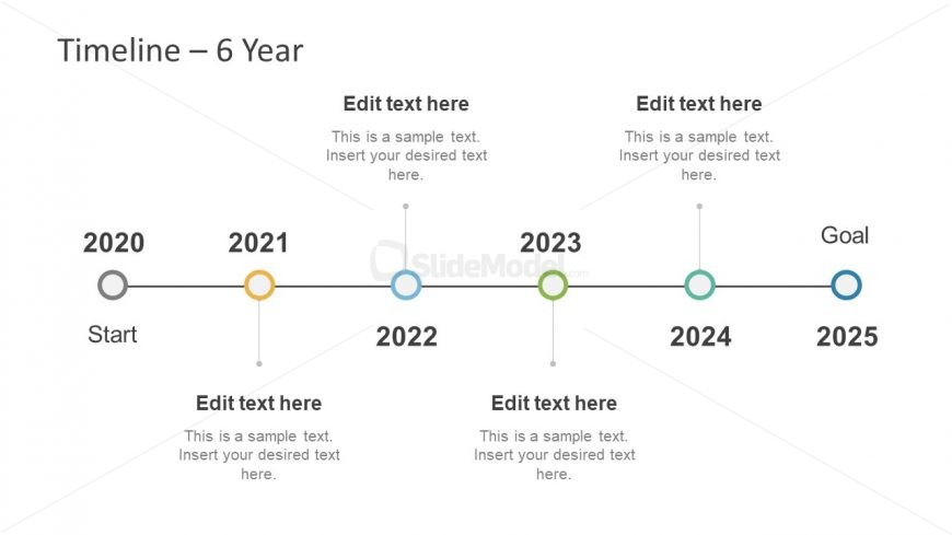 Horizontal Nodes Style Timeline Diagram SlideModel