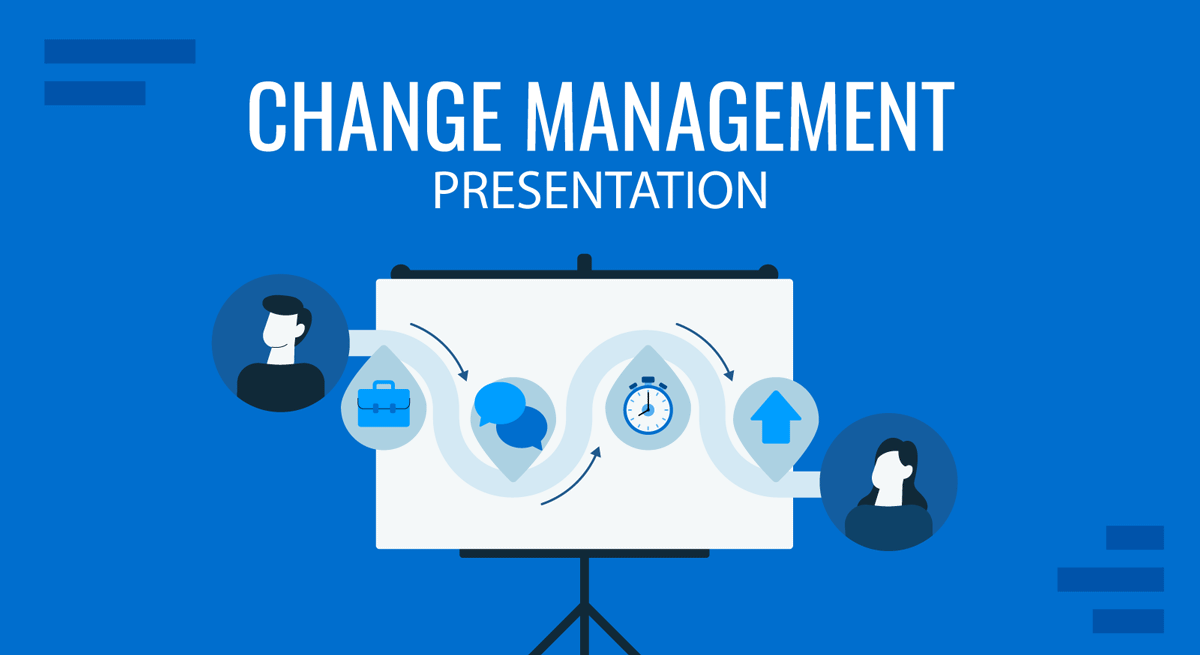 Cover for Change Management Presentation guide by SlideModel