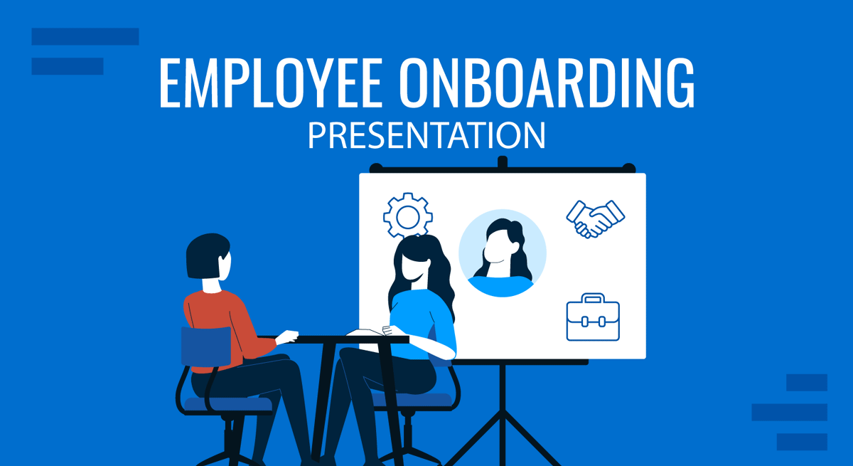 Cover for Employee Onboarding Presentation guide by SlideModel