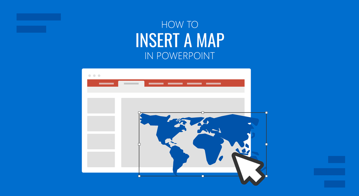 Cover for How to Insert a Map in PowerPoint guide by SlideModel