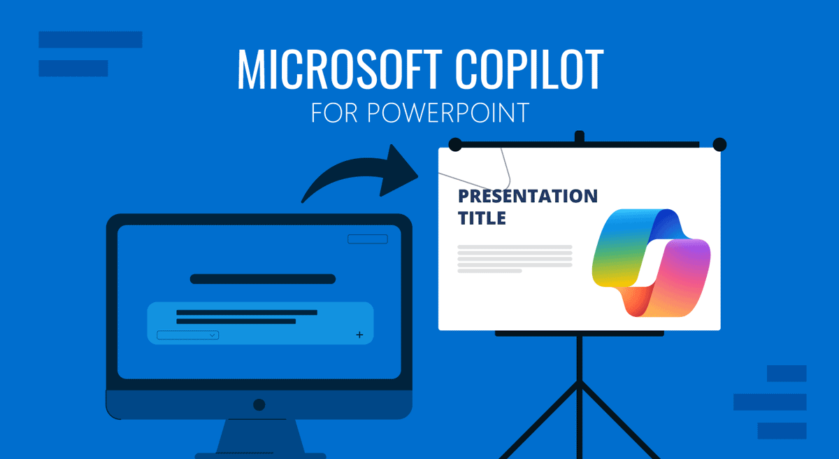 Cover for Microsoft Copilot for PowerPoint guide by SlideModel