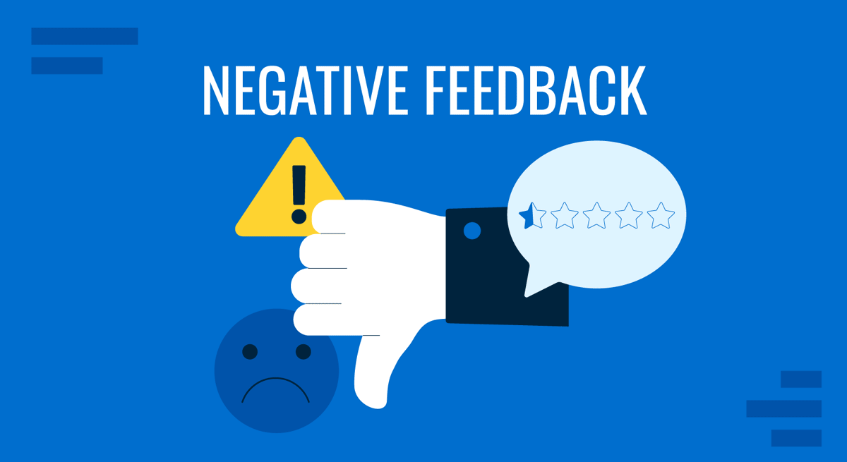 Cover on How to Accept and Process Negative Feedback in Presentations guide by SlideModel