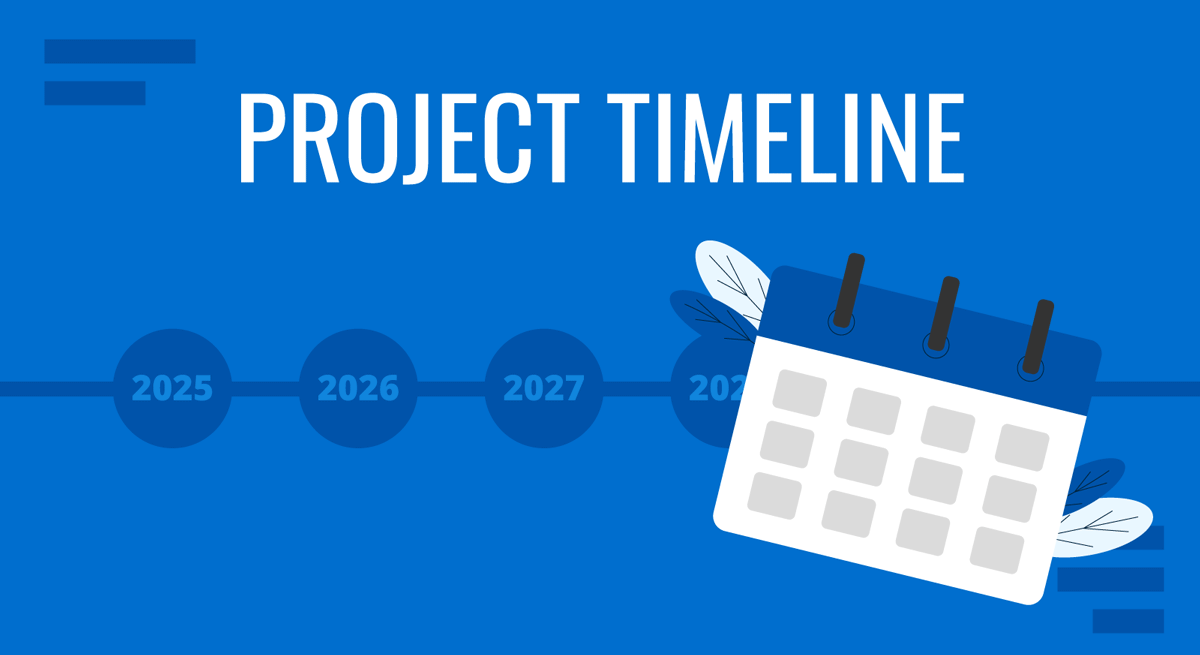Cover for project timeline guide by SlideModel