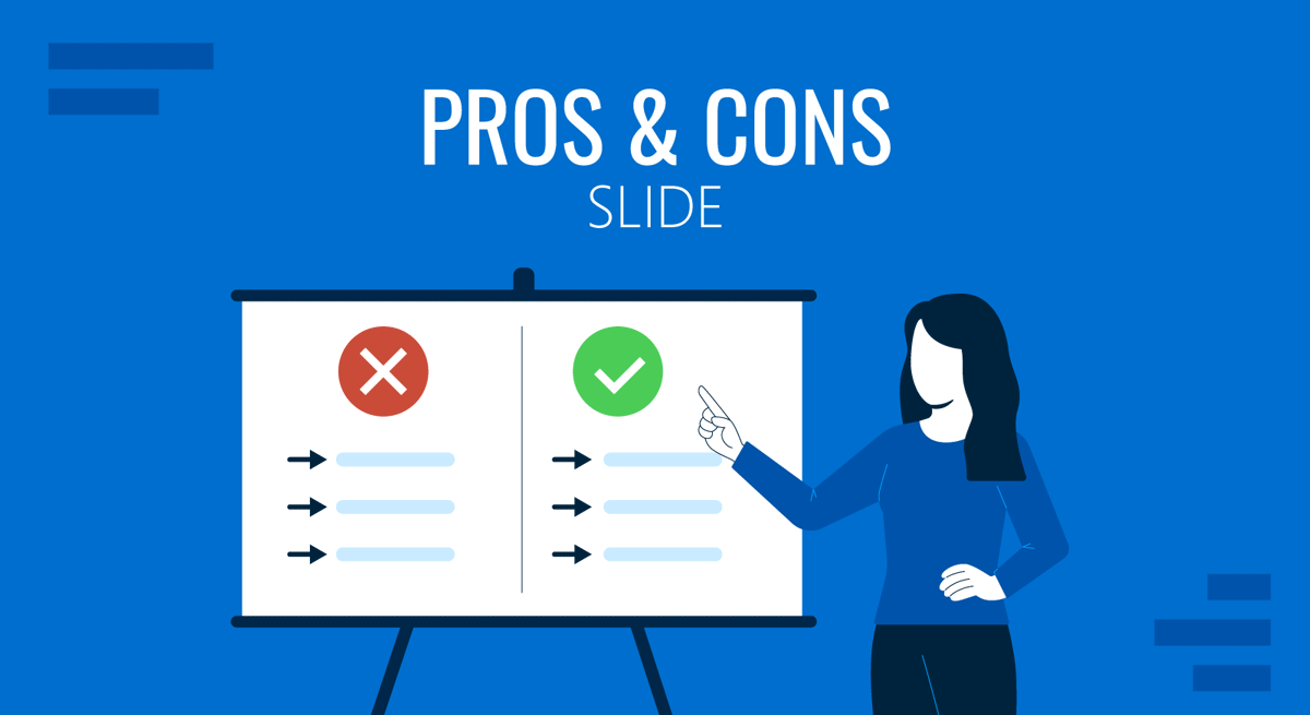 Cover for Pros and Cons Slide guide by SlideModel