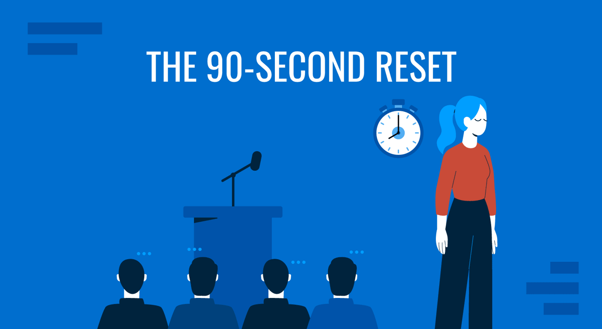Cover for the 90-Second Reset Technique guide for public speaking by SlideModel