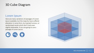 PowerPoint 3D Eight Cells Matrix with Highlighted Cube