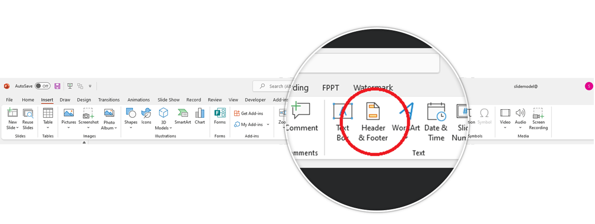 Insérer des numéros de diapositives dans le menu d'en-tête et de pied de page PowerPoint