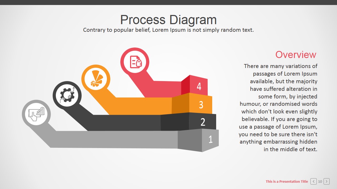 3D Flat Design Stages Diagram for PowerPoint