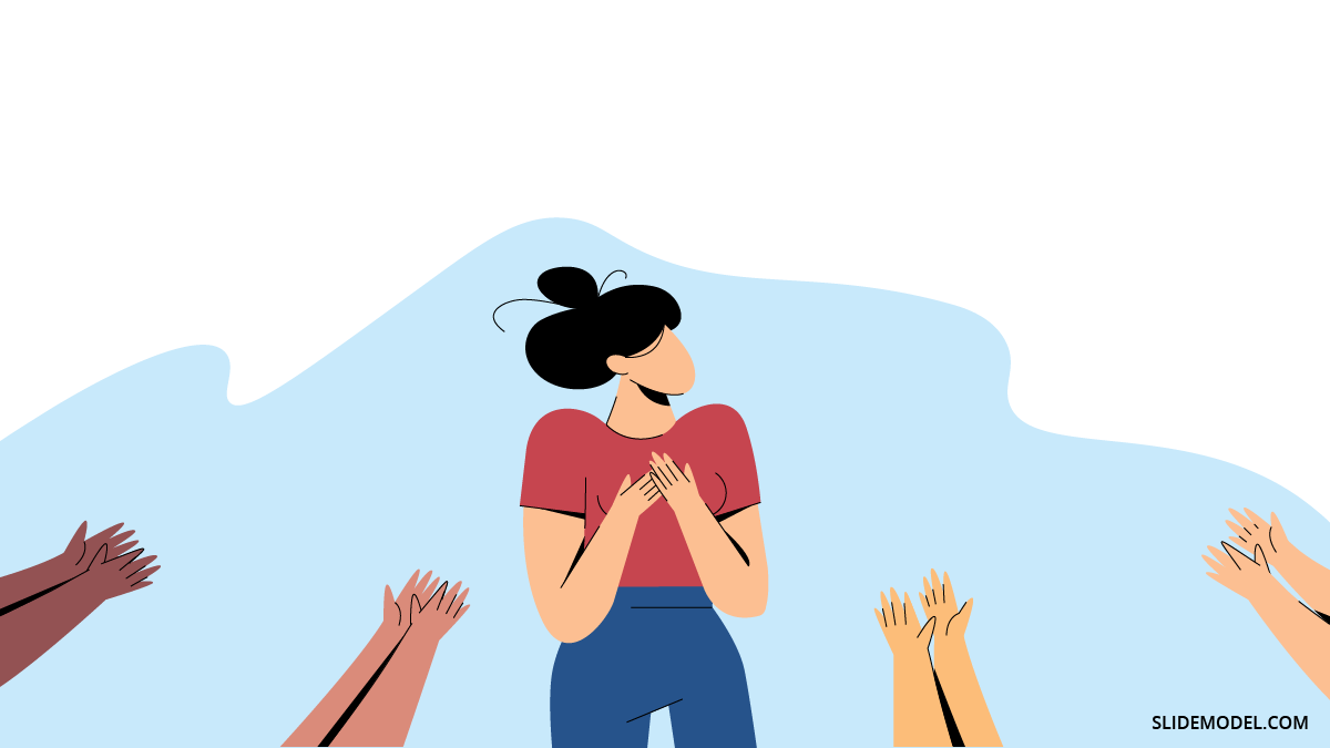 Woman with Cheers PPT Template 100 Talks in a Year Woman with Cheers PPT Template