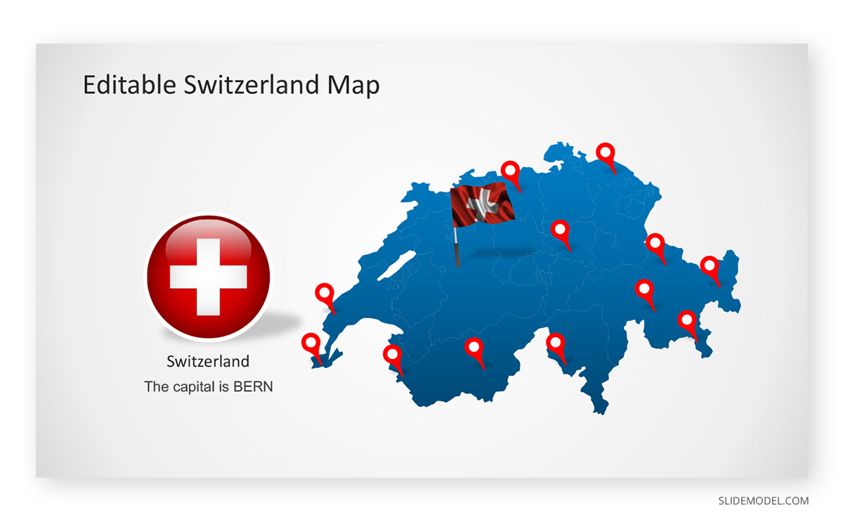 Editable Switzerland Map PowerPoint Template Editable Switzerland Map PPT Template