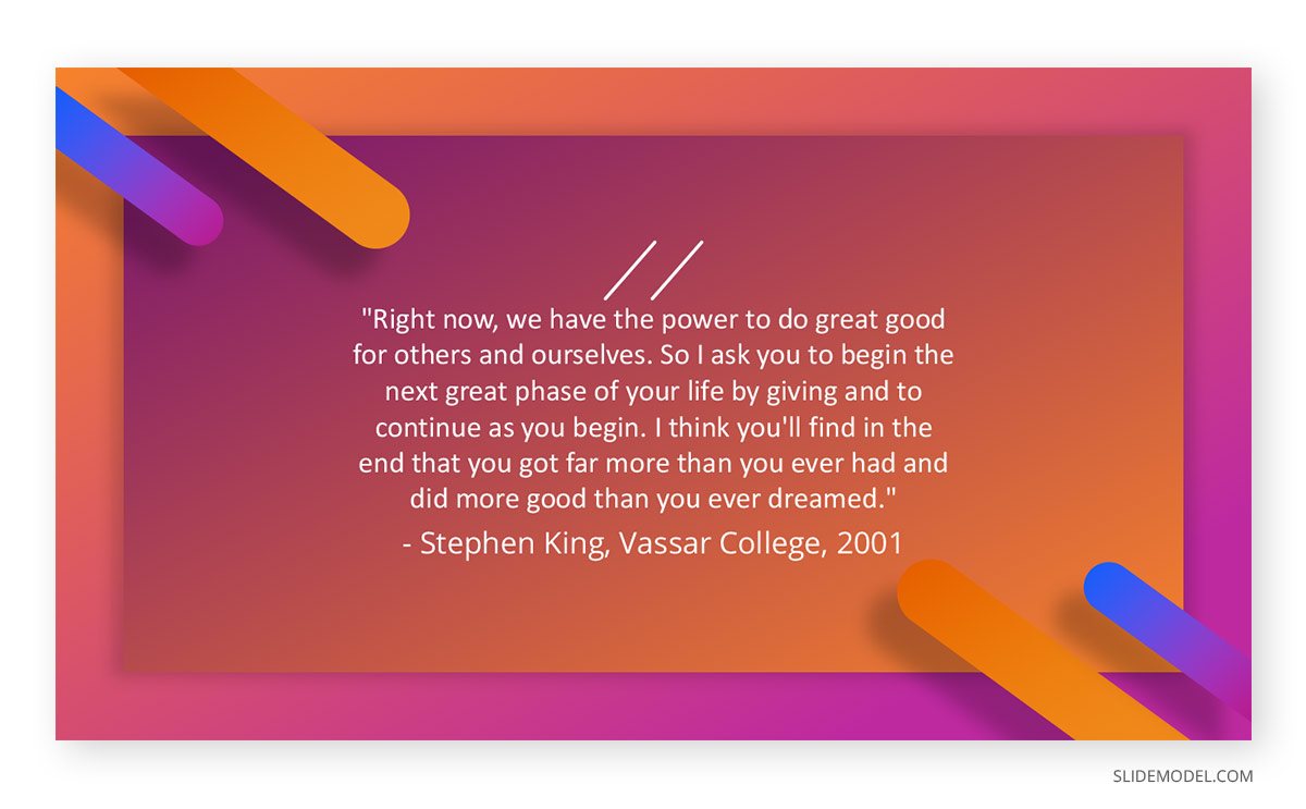 Graduation Speech Stephen King PPT Template Graduation Speech Stephen King Quotes PPT Template