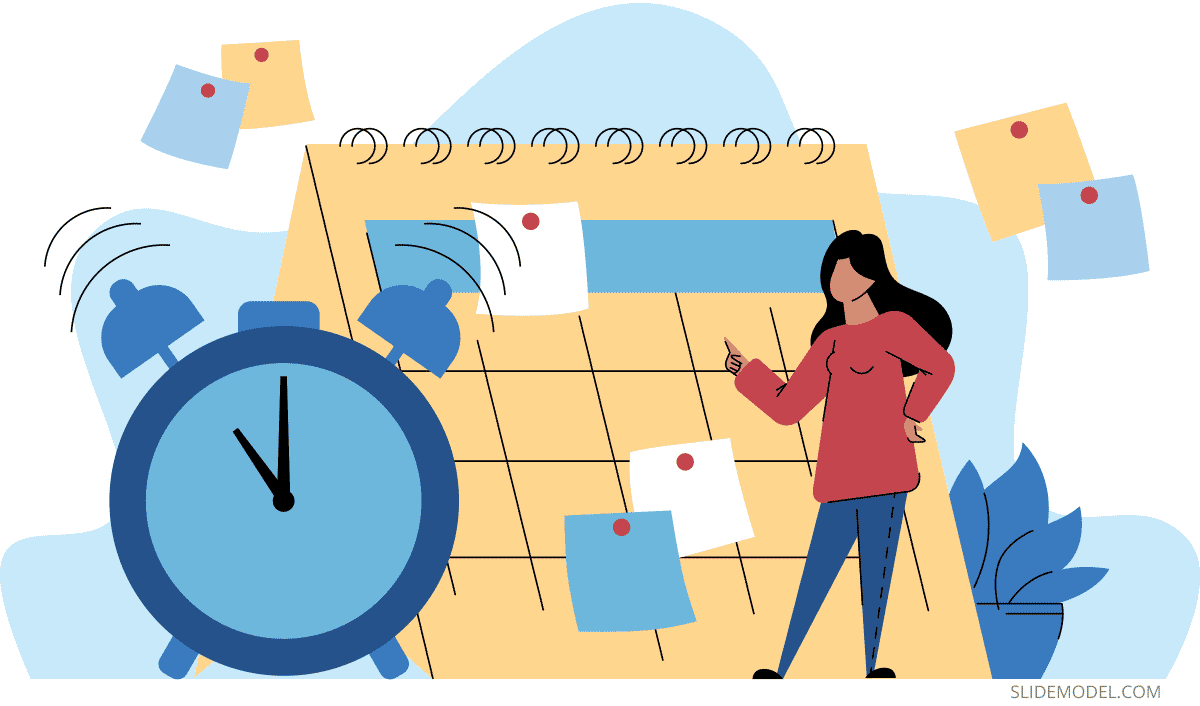 Time Management Slides Time Management Woman with Calendar PPT Template