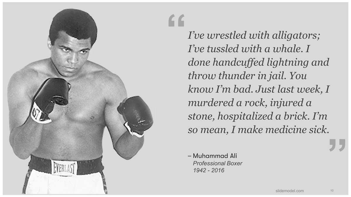 Punch slide with a joke from Mohammad Ali