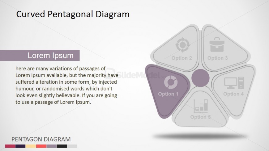 PowerPoint Diagram Pentagon Shape with Five Steps
