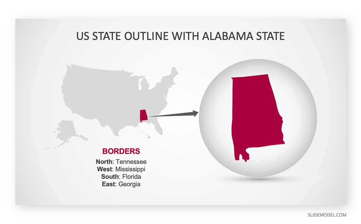 Map of Alabama PPT Template 