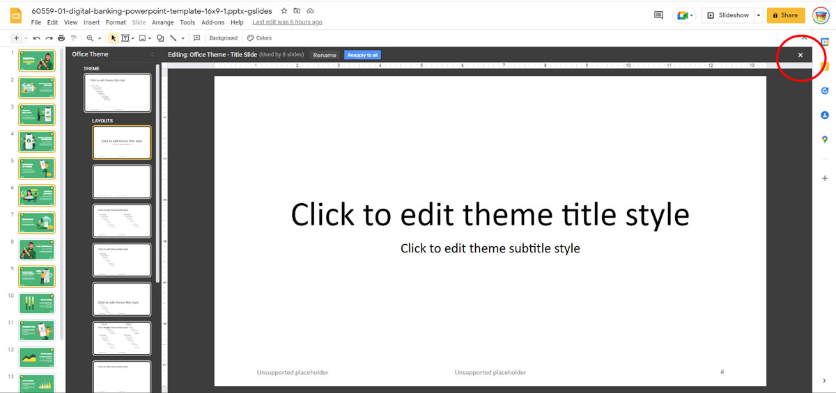 google presentation slide number