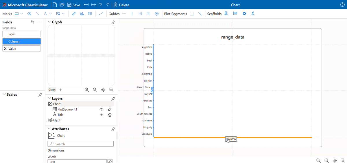 drag dimension from dataset to heatmap chart