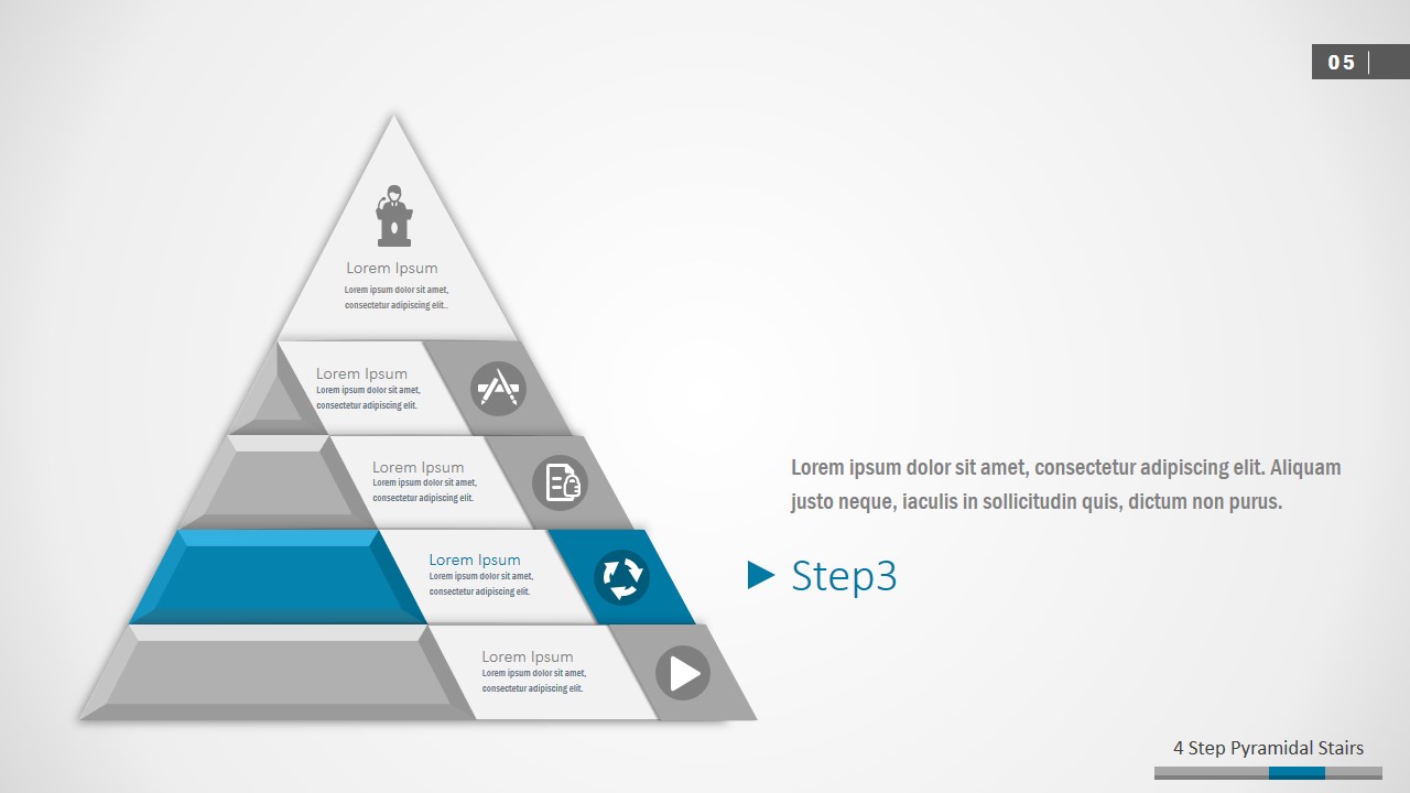 4 steps pyramidal stairs powerpoint diagram slidemodel