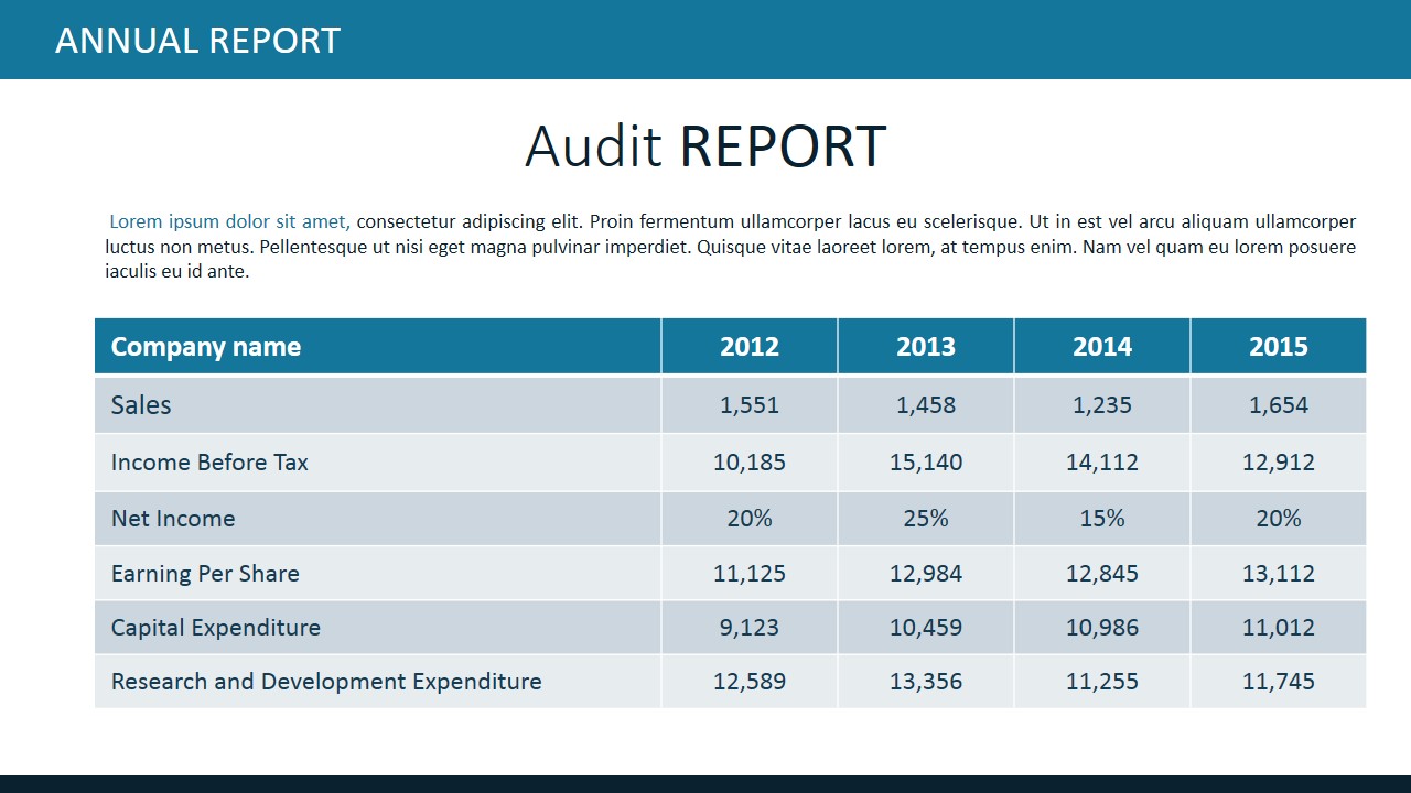 PPT Template Table Audit Report