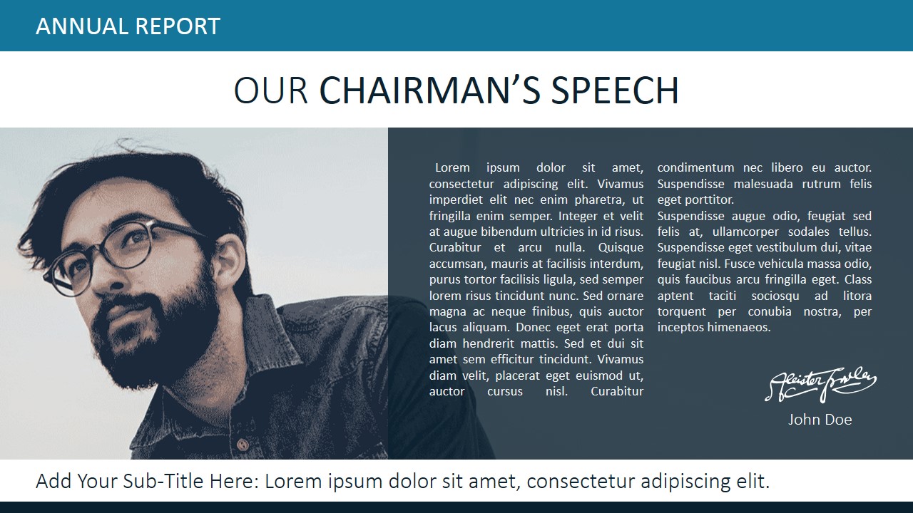 Our Chairman Message PowerPoint Template - SlideModel In Chairmans Annual Report Template