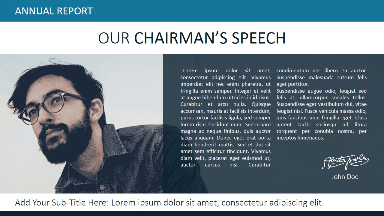 Our Chairman Message PowerPoint Template - SlideModel Throughout Chairmans Annual Report Template