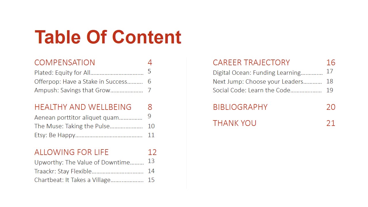 PPT Table of Content Slide Design