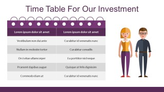 Investment Timeline For Business PowerPoint With Characters