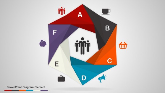 6 Steps Process Diagram Elements PowerPoint 