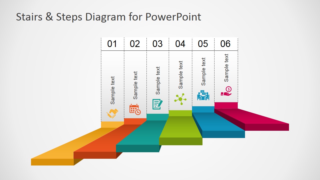 PowerPoint 6 Steps Stairs Diagram