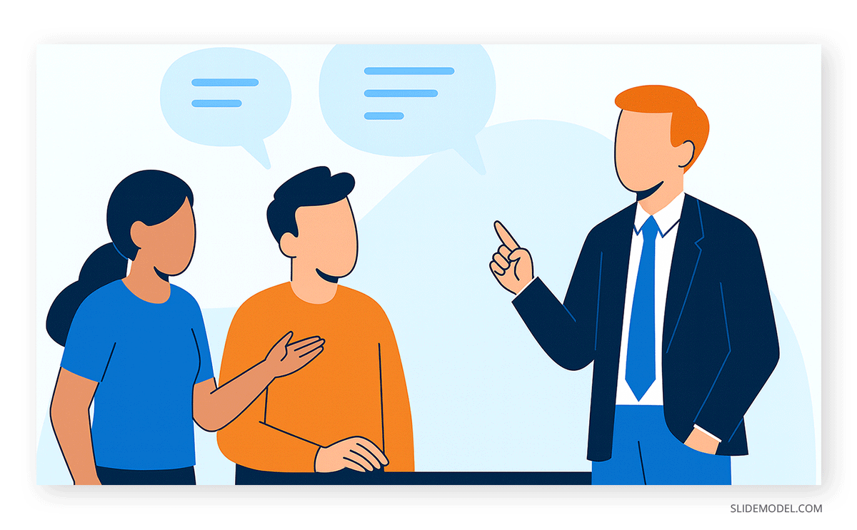 A presenter receiving feedback from his presentation