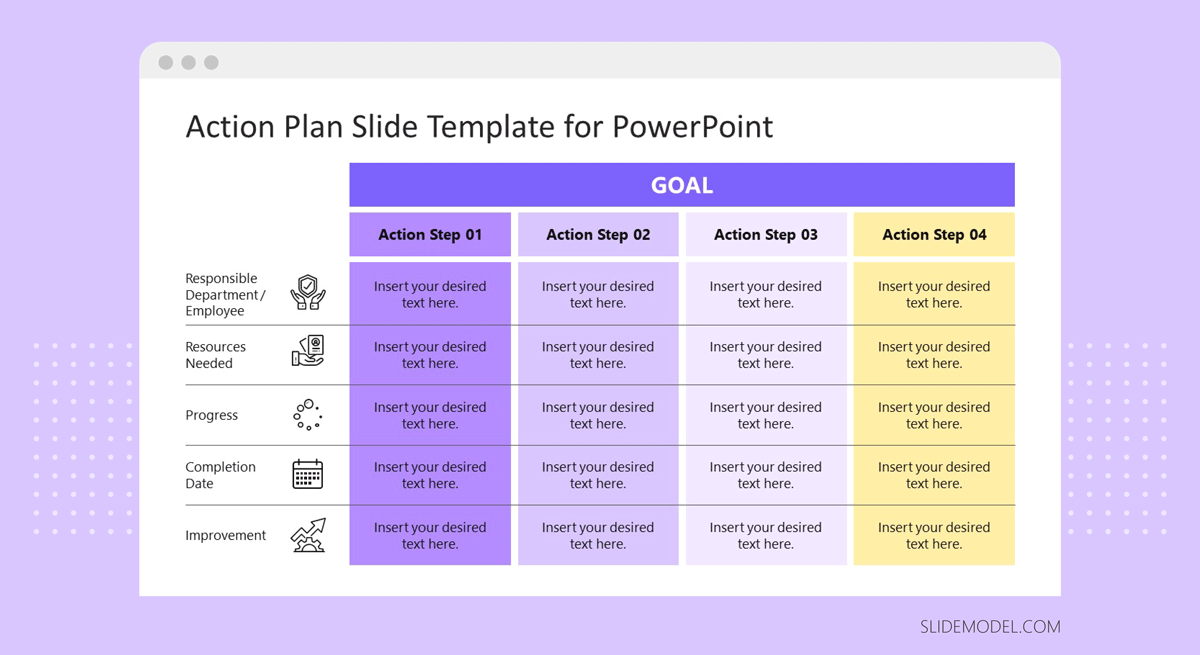 Action Plan Slide template for PowerPoint