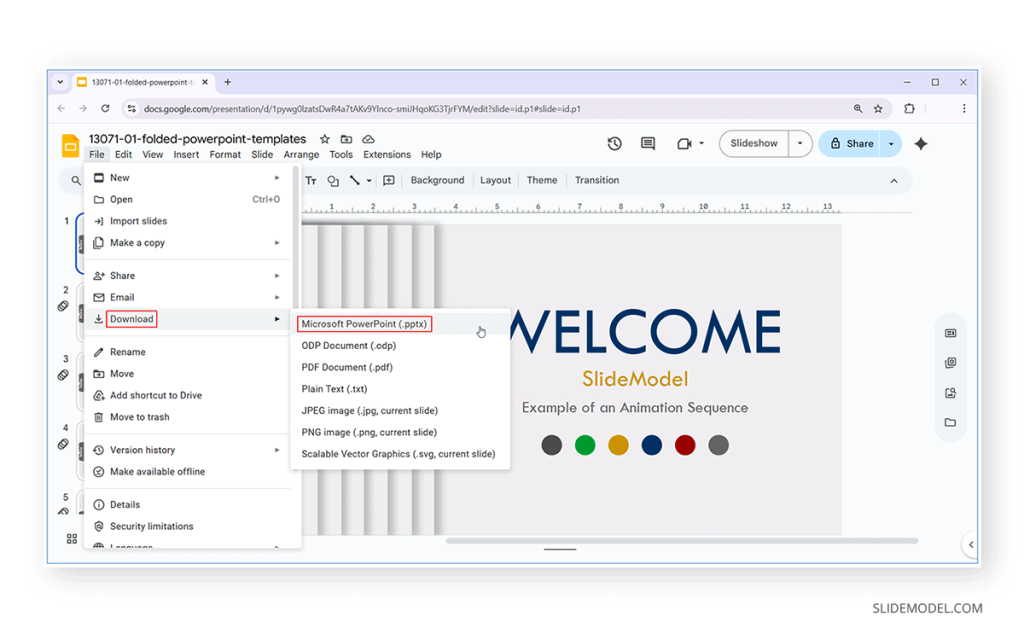 How to convert a Google Slides presentation to PowerPoint format