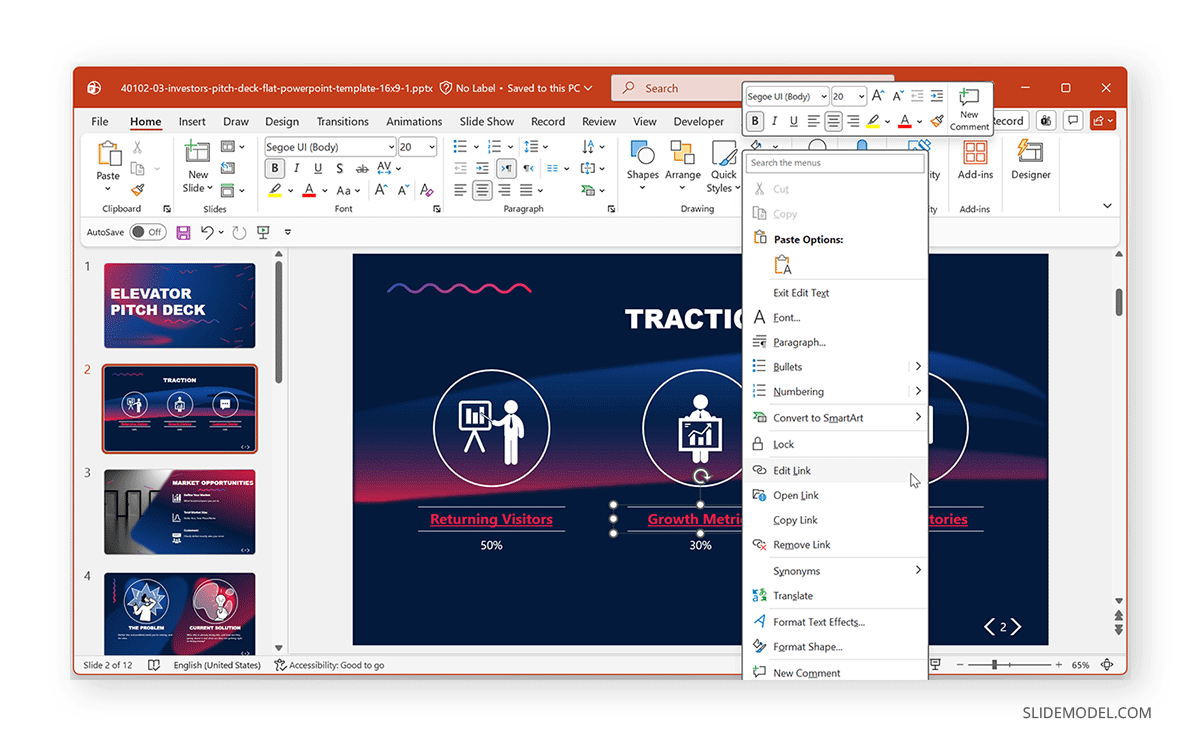 Contextual menu fix for PowerPoint link