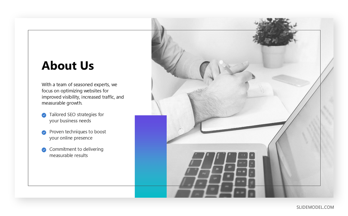 Introduction About Us slide in formal presentation