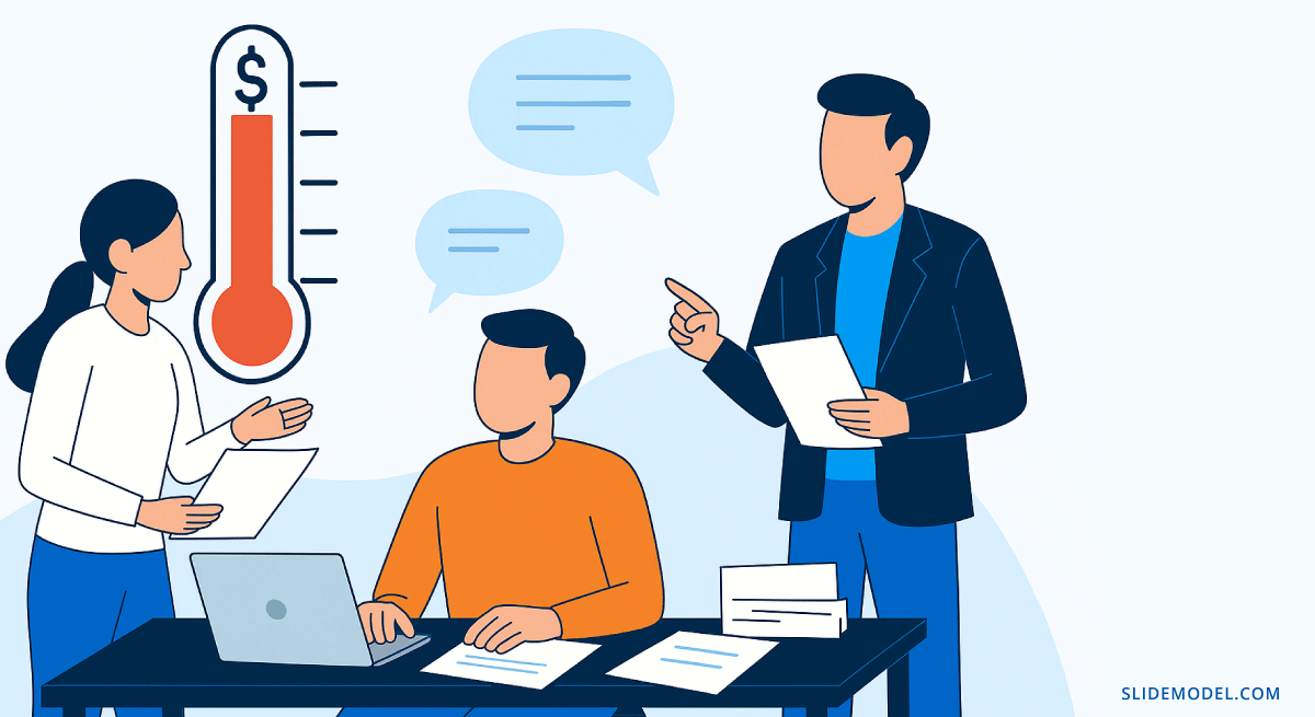 A group of people planning a nonprofit presentation slide deck
