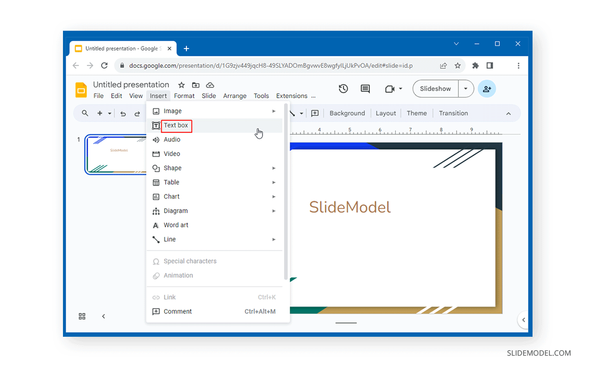 Adding a text box in Google Slides