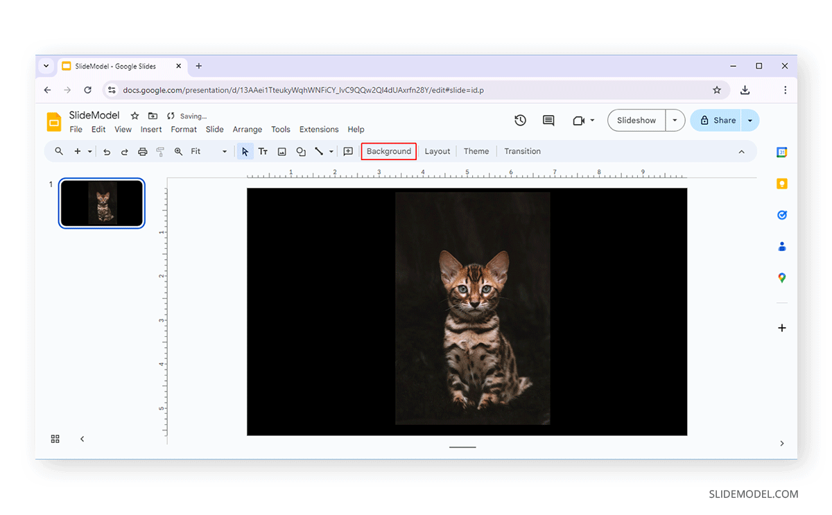 Editing slide background in Google Slides