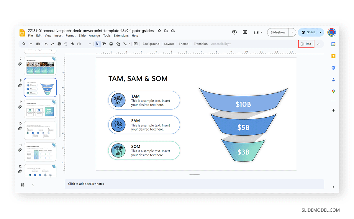 Native Google Slides recording tool