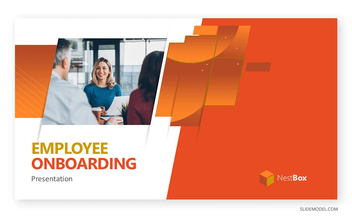 Title slide in an employee onboarding presentation