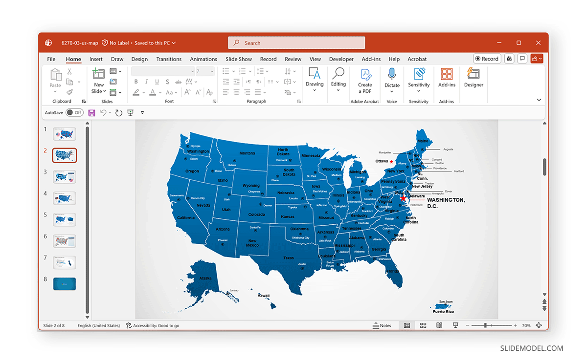 USA map PPT template