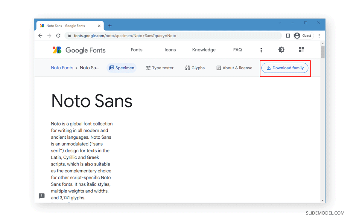 Télécharger la famille de polices de Google Fonts