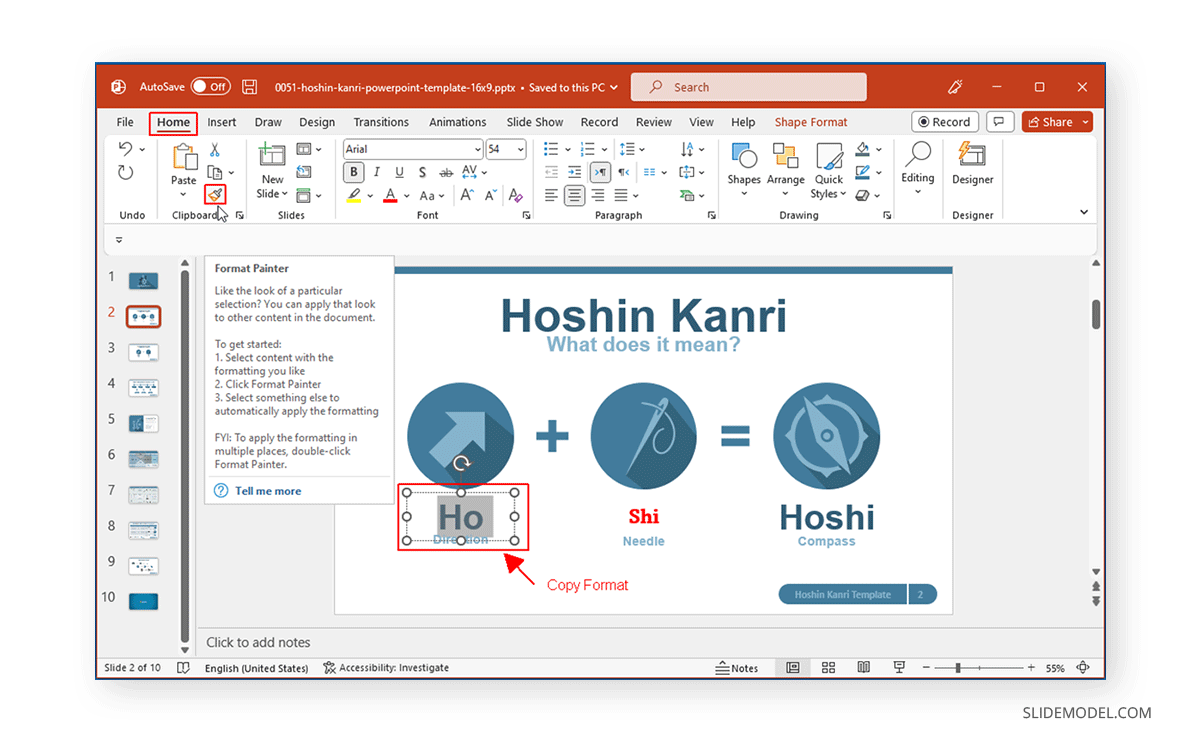 How to copy format in PowerPoint using format painter