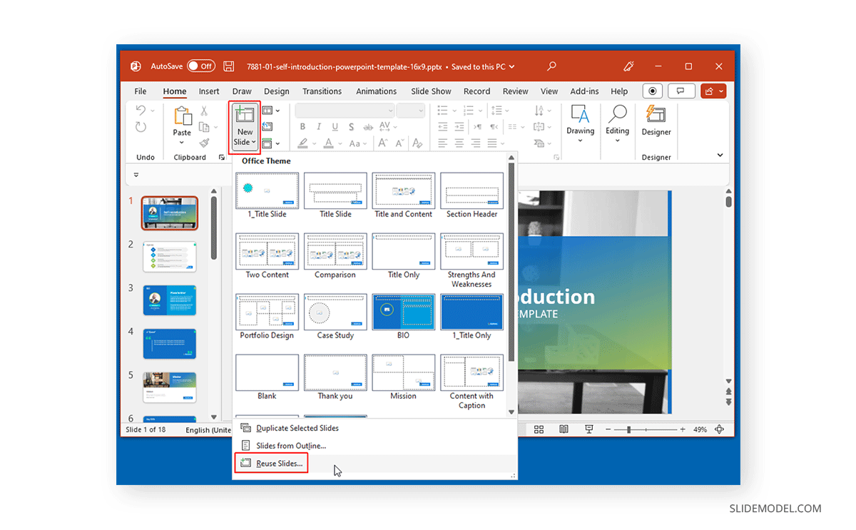 Réutiliser des diapositives pour fusionner des présentations PowerPoint