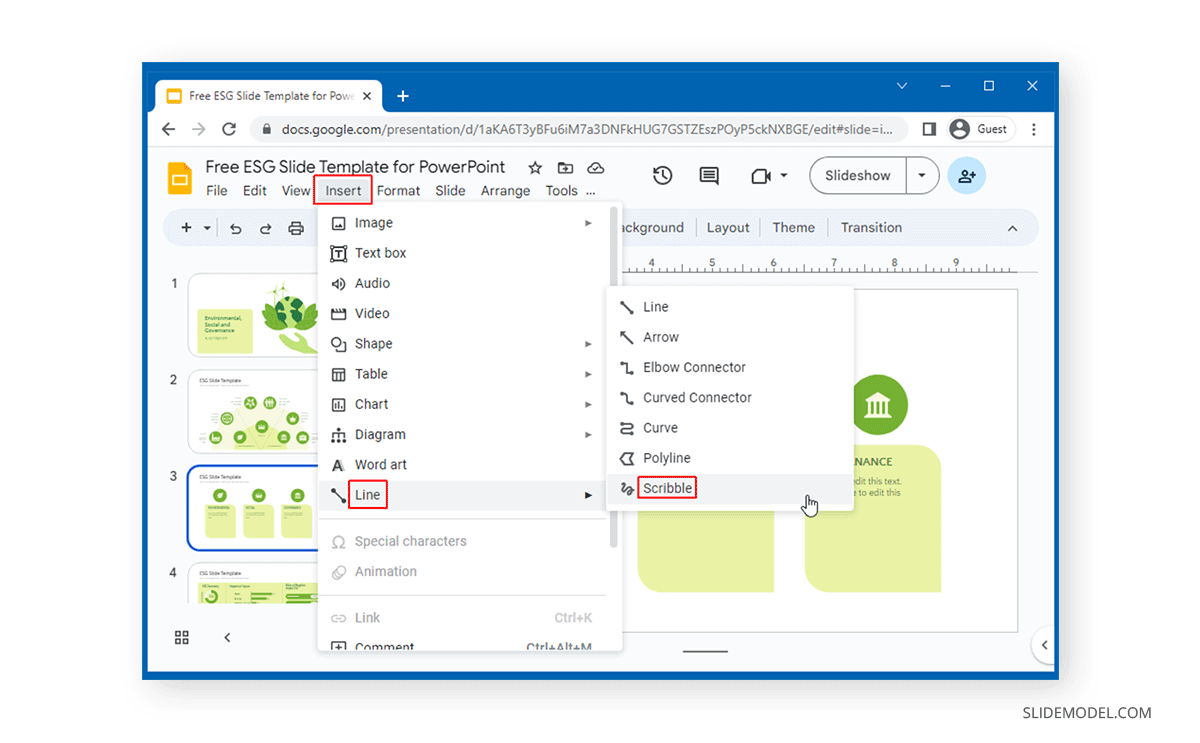 Access Scribble tool Google Slides