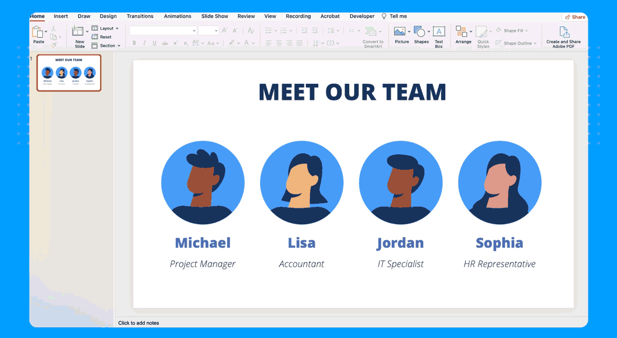 Inserting shapes in PowerPoint to produce a spotlight animation effect
