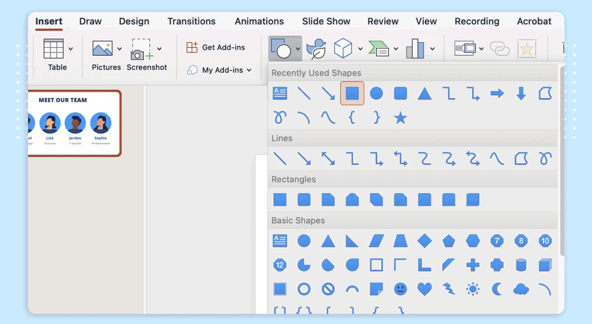 Organizing shapes in PowerPoint